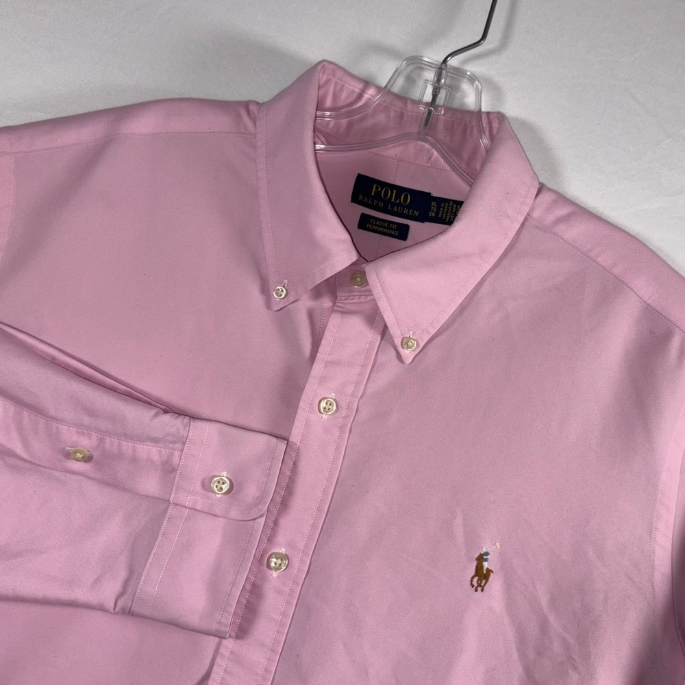 Polo Ralph Lauren Mens XL Pink Classic Fit Performance Button Down Shirt